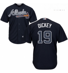 Mens Majestic Atlanta Braves 19 RA Dickey Replica Blue Alternate Road Cool Base MLB Jersey