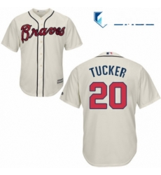 Mens Majestic Atlanta Braves 20 Preston Tucker Replica Cream Alternate 2 Cool Base MLB Jersey 