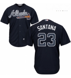 Mens Majestic Atlanta Braves 23 Danny Santana Replica Blue Alternate Road Cool Base MLB Jersey 