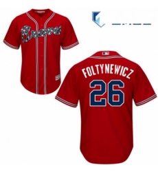 Mens Majestic Atlanta Braves 26 Mike Foltynewicz Replica Red Alternate Cool Base MLB Jersey 