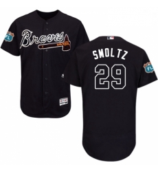 Mens Majestic Atlanta Braves 29 John Smoltz Navy Blue Alternate Flex Base Authentic Collection MLB Jersey