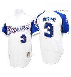 Mens Majestic Atlanta Braves 3 Dale Murphy Replica White 1974 Throwback MLB Jersey