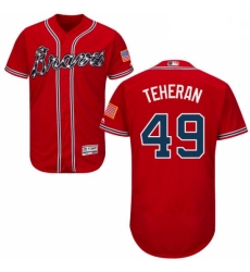 Mens Majestic Atlanta Braves 49 Julio Teheran Red Alternate Flex Base Authentic Collection MLB Jersey