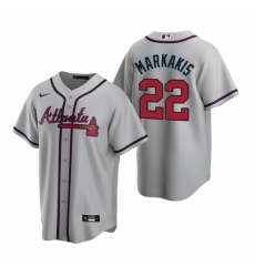 Mens Nike Atlanta Braves 22 Nick Markakis Gray Road Stitched Baseball Jerse