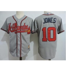 Men's Throwback Atlanta Braves 10 Chipper Jones Grey Jersey