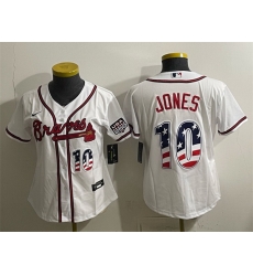Women Atlanta Braves 10 Chipper Jones White USA 250 Fourth of July Home Stadium Stitched Baseball Jersey Women Atlanta Braves 10 Chipper Jones White USA 250 Fourth of July Home Stadium Stitched Baseball Jersey