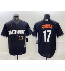 Men Baltimore Orioles 17 Colton Cowser Black 2023 City Connect Cool Base Stitched Baseball Jersey 2