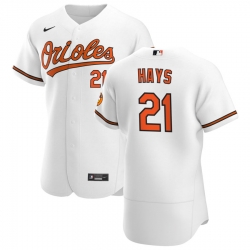 Men Baltimore Orioles 21 Austin Hays Men Nike White Home 2020 Flex Base Player MLB Jersey