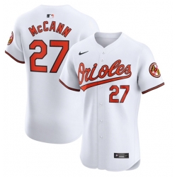 Men Baltimore Orioles 27 James McCann White Cool Base Stitched Jersey