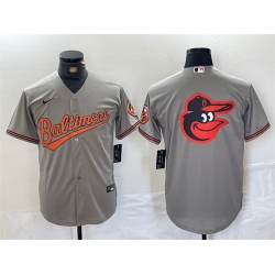 Men Baltimore Orioles Gray Team Big Logo Cool Base Stitched Jersey 2