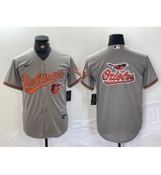 Men Baltimore Orioles Gray Team Big Logo Cool Base Stitched Jersey 4