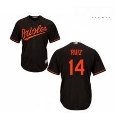 Mens Baltimore Orioles 14 Rio Ruiz Replica Black Alternate Cool Base Baseball Jersey 