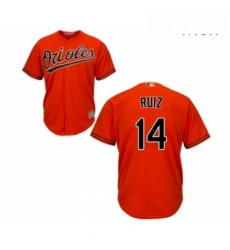 Mens Baltimore Orioles 14 Rio Ruiz Replica Orange Alternate Cool Base Baseball Jersey 