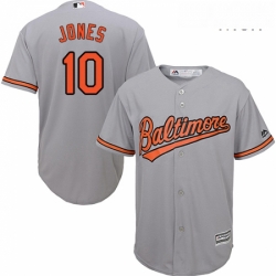 Mens Majestic Baltimore Orioles 10 Adam Jones Replica Grey Road Cool Base MLB Jersey