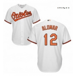 Mens Majestic Baltimore Orioles 12 Roberto Alomar Replica White Home Cool Base MLB Jersey 