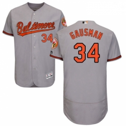 Mens Majestic Baltimore Orioles 34 Kevin Gausman Grey Road Flex Base Authentic Collection MLB Jersey