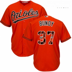 Mens Majestic Baltimore Orioles 37 Dylan Bundy Authentic Orange Team Logo Fashion Cool Base MLB Jersey