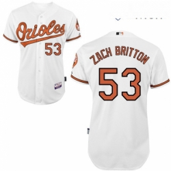 Mens Majestic Baltimore Orioles 53 Zach Britton Replica White Home Cool Base MLB Jersey