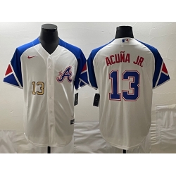 MLB Braves 13 Ronald Acuna White City Connect Cool Base Men Jersey