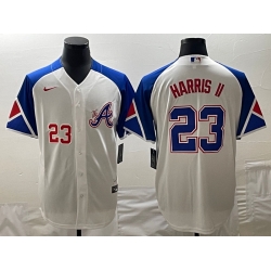 MLB Braves 23 Harris II White City Connect Nike Cool Base Men Jersey 8