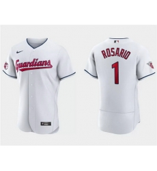 Men Cleveland Guardians 1 Amed Rosario White Flex Base Stitched Jersey