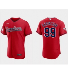 Men Cleveland Guardians 99 James Karinchak Red Flex Base Stitched Jersey