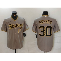 Men Pittsburgh Pirates 30 Paul Skenes Grey Stitched Baseball Jersey 555