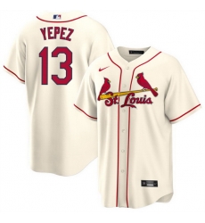 Men St  Louis Cardinals 13 Juan Yepez Cream Cool Base Stitched Jersey