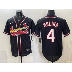 Men St  Louis Cardinals  4 Yadier Molina 2026 Fashion Replica Black Out Stitched Baseball Jersey