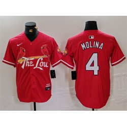 Men St  Louis Cardinals 4 Yadier Molina Red 2024 City Connect Stitched Baseball Jersey