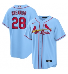 Men St.Louis Cardinals 28 Nolan Arenado Light Blue Nike Cool Base Jersey