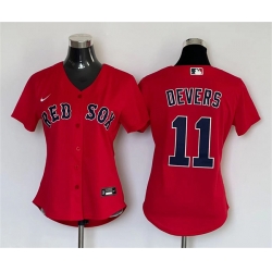 Women Boston Red Sox 11 Rafael Devers Red Cool Base Stitched Jersey