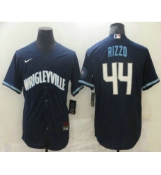 Men Chicago Cubs 44 Anthony Rizzo Navy Blue 2021 City Connect Stitched MLB Cool Base Nike Jersey