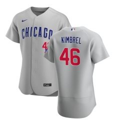 Men Chicago Cubs 46 Craig Kimbrel Men Nike Gray Road 2020 Flex Base Team Jersey