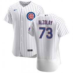 Men Chicago Cubs 73 Adbert Alzolay Men Nike White Home 2020 Flex Base Player Jersey