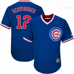 Mens Majestic Chicago Cubs 12 Kyle Schwarber Replica Royal Blue Cooperstown Cool Base MLB Jersey