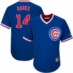 Mens Majestic Chicago Cubs 14 Ernie Banks Royal Blue Flexbase Authentic Collection Cooperstown MLB Jersey