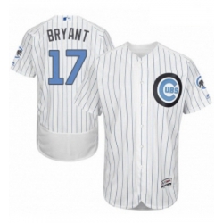 Mens Majestic Chicago Cubs 17 Kris Bryant Authentic White 2016 Fathers Day Fashion Flex Base MLB Jersey