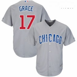 Mens Majestic Chicago Cubs 17 Mark Grace Replica Grey Road Cool Base MLB Jersey