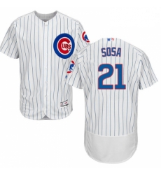 Mens Majestic Chicago Cubs 21 Sammy Sosa White Home Flex Base Authentic Collection MLB Jersey