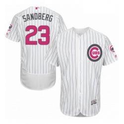 Mens Majestic Chicago Cubs 23 Ryne Sandberg Authentic White 2016 Mothers Day Fashion Flex Base MLB Jersey