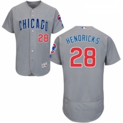 Mens Majestic Chicago Cubs 28 Kyle Hendricks Grey Road Flexbase Authentic Collection MLB Jersey