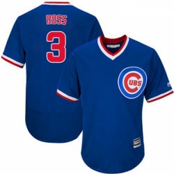 Mens Majestic Chicago Cubs 3 David Ross Royal Blue Cooperstown Flexbase Authentic Collection MLB Jersey