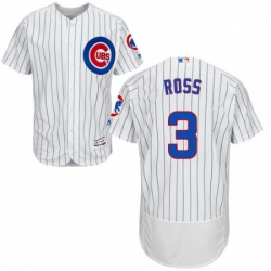 Mens Majestic Chicago Cubs 3 David Ross White Home Flexbase Authentic Collection MLB Jersey