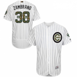 Mens Majestic Chicago Cubs 38 Carlos Zambrano Authentic White 2016 Memorial Day Fashion Flex Base MLB Jersey