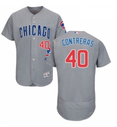 Mens Majestic Chicago Cubs 40 Willson Contreras Grey Road Flexbase Authentic Collection MLB Jersey