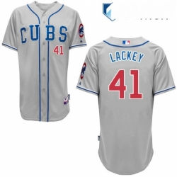 Mens Majestic Chicago Cubs 41 John Lackey Authentic Grey Alternate Road Cool Base MLB Jersey