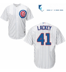 Mens Majestic Chicago Cubs 41 John Lackey Replica White Home Cool Base MLB Jersey