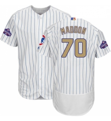 Mens Majestic Chicago Cubs 70 Joe Maddon Authentic White 2017 Gold Program Flex Base MLB Jersey