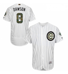 Mens Majestic Chicago Cubs 8 Andre Dawson Authentic White 2016 Memorial Day Fashion Flex Base MLB Jersey